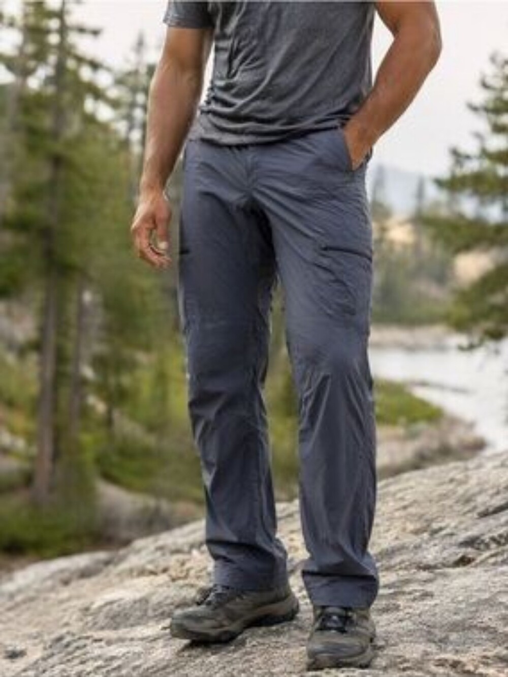 LL Bean Mens Water-Resistant Cresta Zip-Off Convertible Pants Steel Gray 38x34